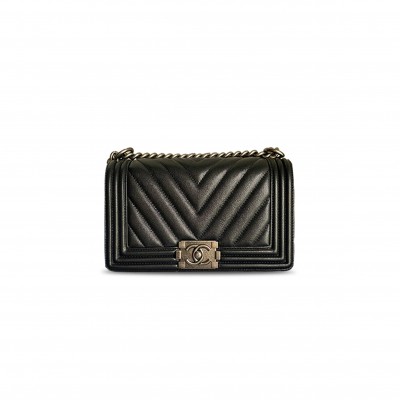 CHANEL BOY OLD MEDIUM CHEVRON (25*15*9cm) 